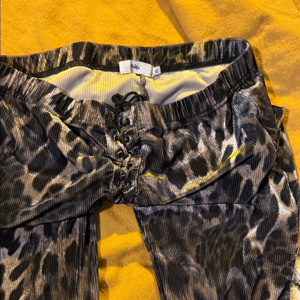 Adika Black and Gray Animal Print Flare Pants